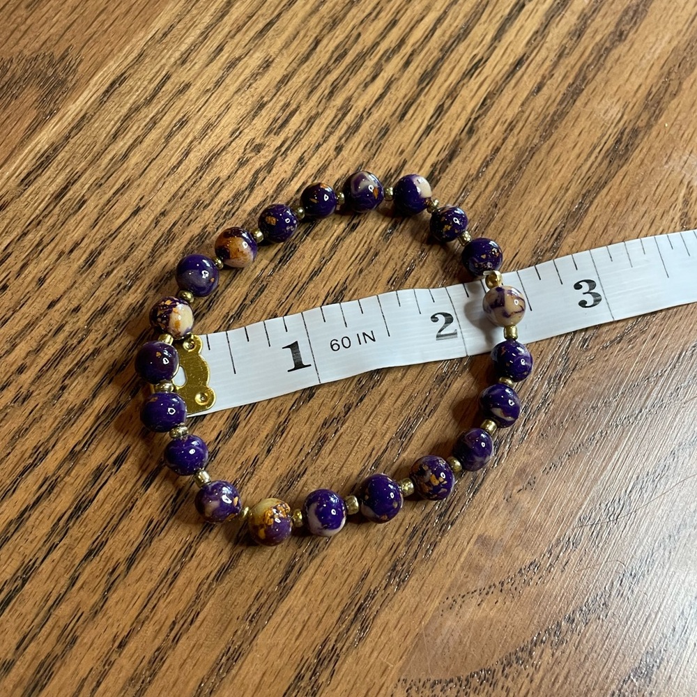 Purple Hand-Rolled Beaded Bracelet - excellent condition - Picture 2 of 2